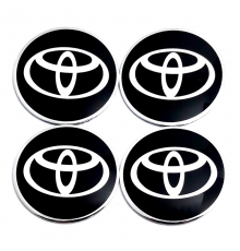 Наклейки на диски Тойота черные, металлические, 60мм