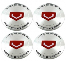 Наклейки на диски Vossen 64 мм серебро + красн металлические 4 шт
