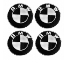 Наклейки на диски БМВ  черные, металлические, 60мм, 4 шт