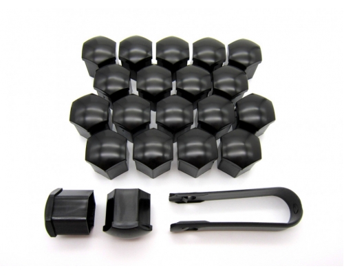 К-т декоративных колпачков ключ-17 Черный 21мм круглые