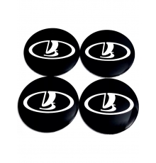 Наклейки на диски Лада черные, металлические, 60мм