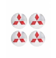 Наклейки на диски Митсубиси хром, металлические, 60мм, 4 шт