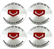 Наклейки на диски Vossen 64 мм серебро + красн металлические 4 шт
