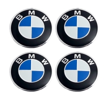 Наклейки на диски БМВ черные, металлические, 60мм